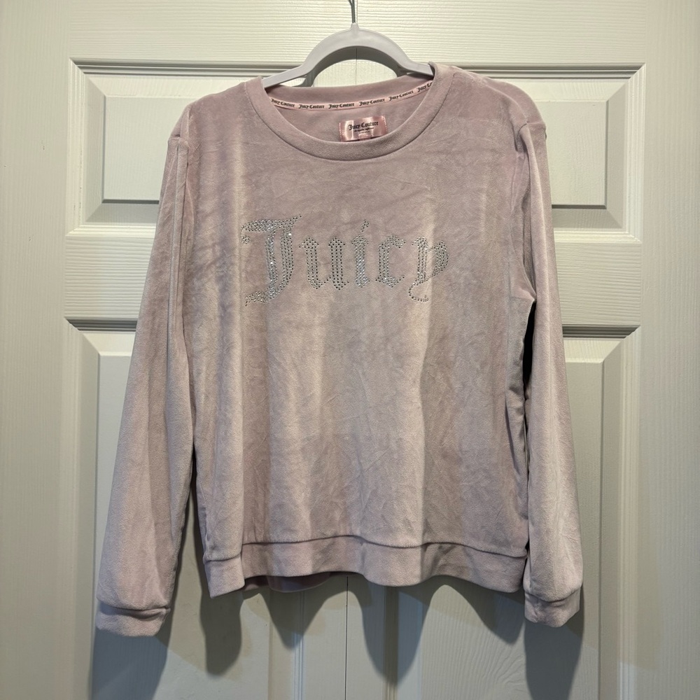 Juicy Couture loungewear long sleeve velour bedazzled bling y2k light pink sz L
